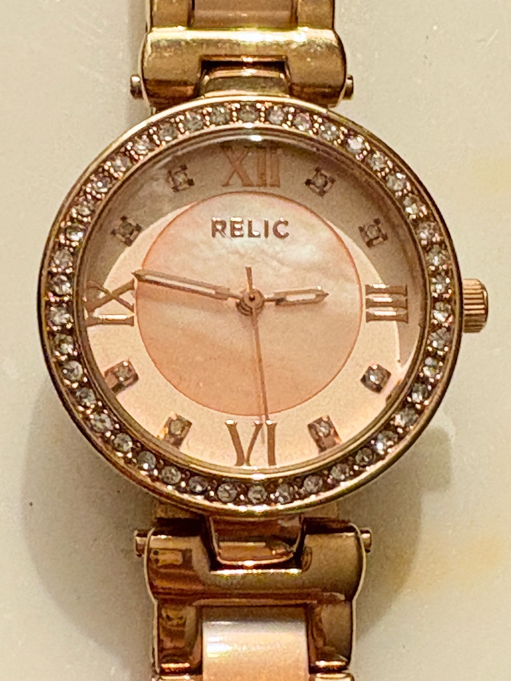Relic Rose Gold Crystal Accent Bracelet Watch